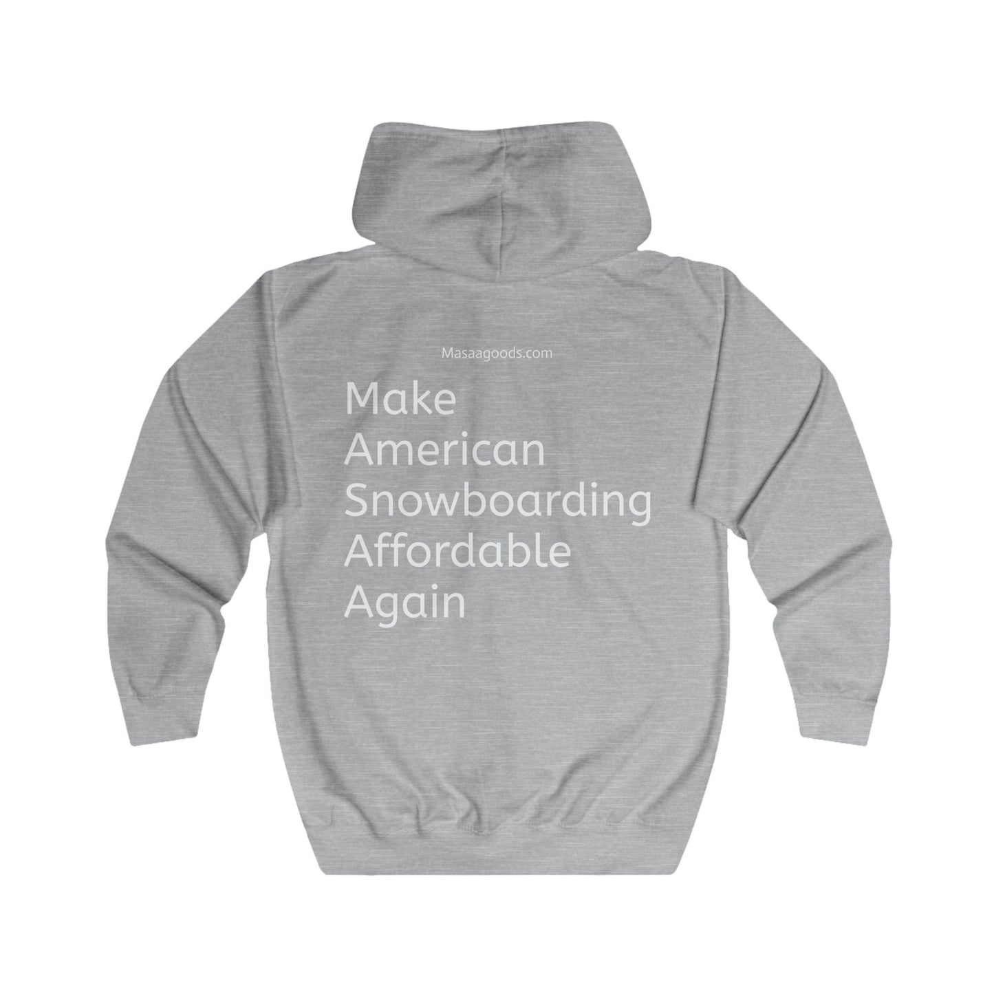Yellow Unisex Full Zip Hoodie - Snowboarding Themed with Inspirational Text