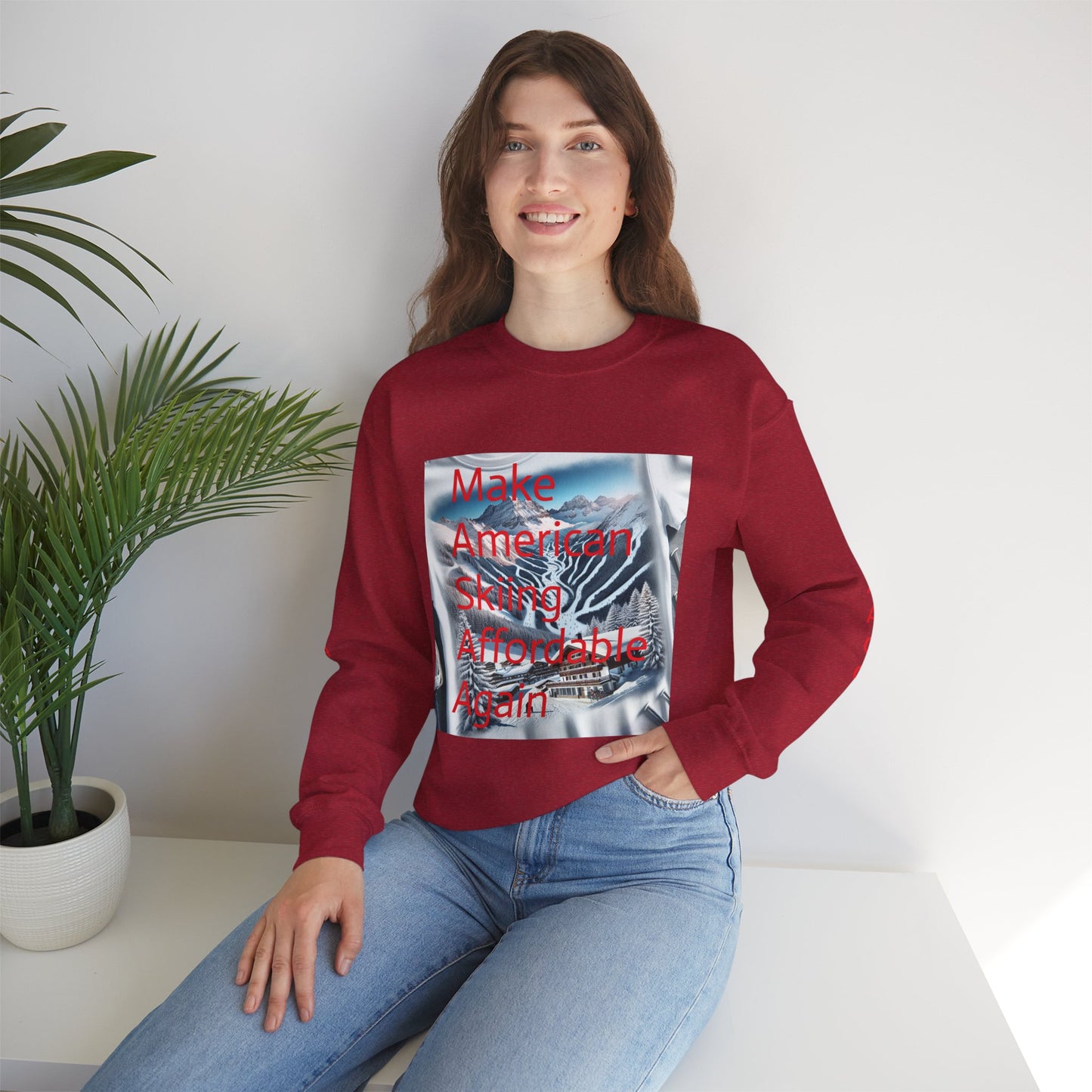 Ski Resort Crewneck Sweatshirt - Affordable Text Message Background