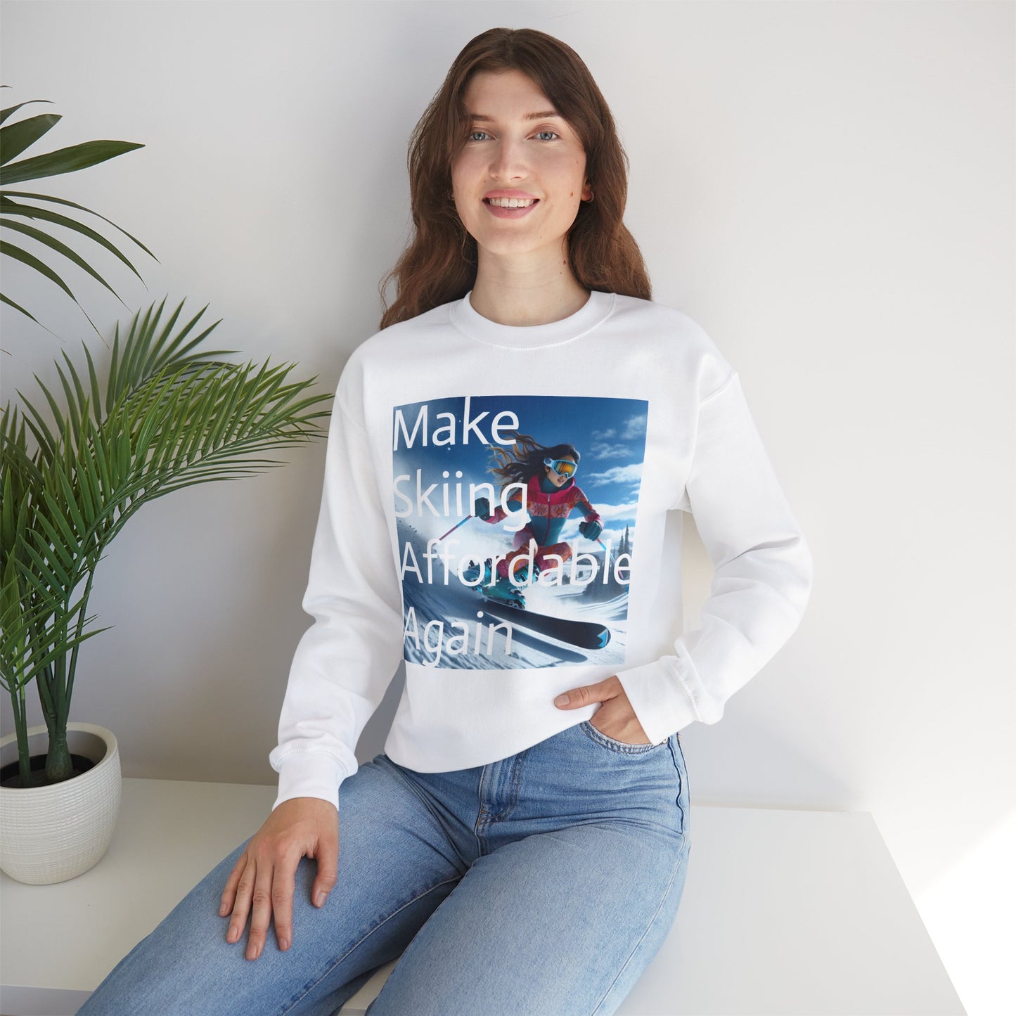 Skiing Women Crewneck Sweatshirt - Make Skiing Affordable Again