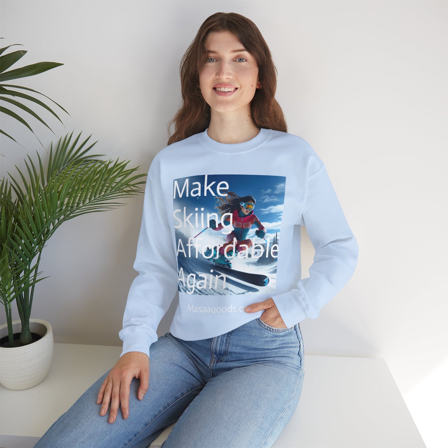 Skiing Women Crewneck Sweatshirt - Make Skiing Affordable Again