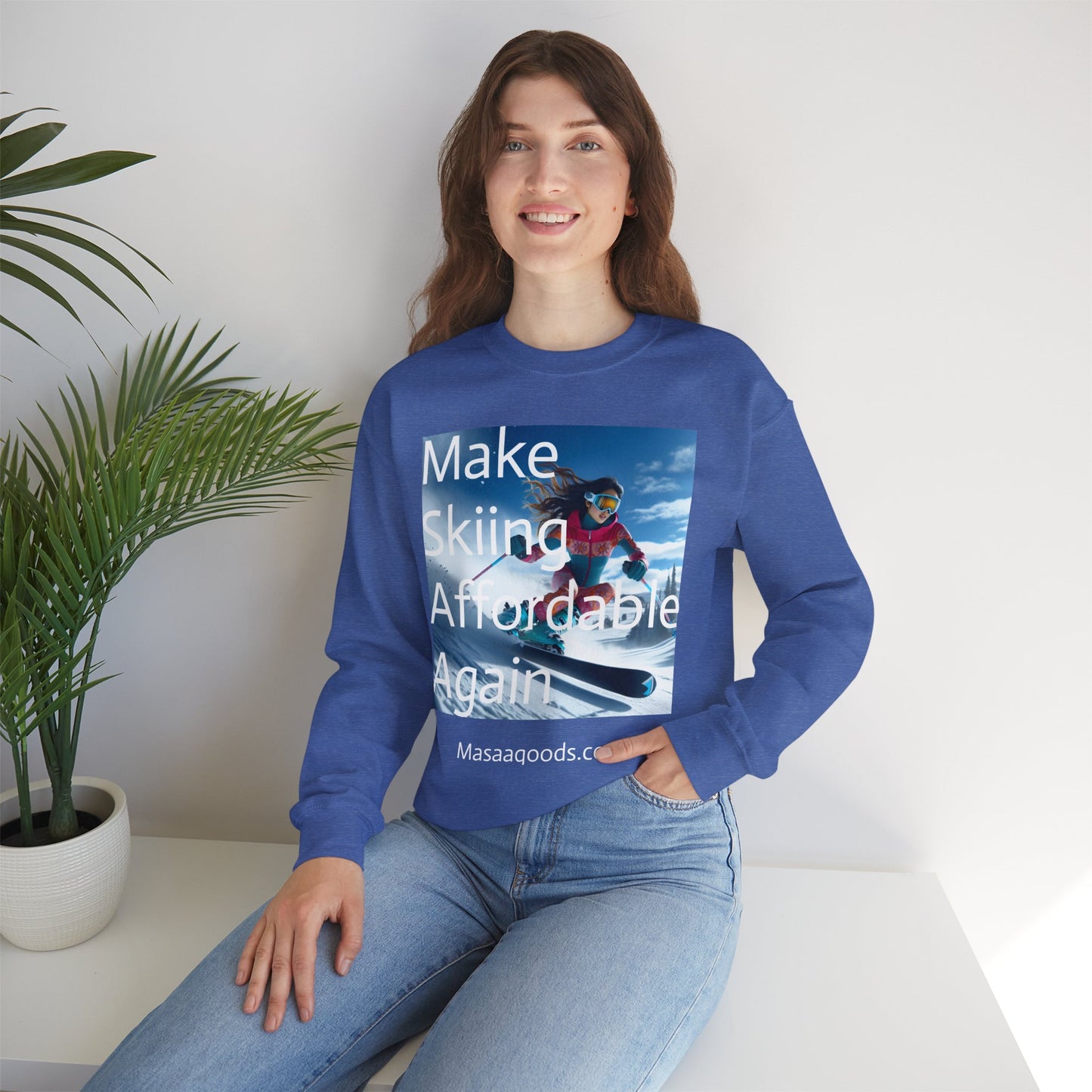 Skiing Women Crewneck Sweatshirt - Make Skiing Affordable Again
