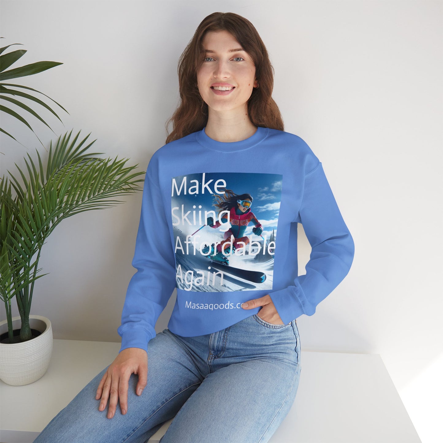 Skiing Women Crewneck Sweatshirt - Make Skiing Affordable Again