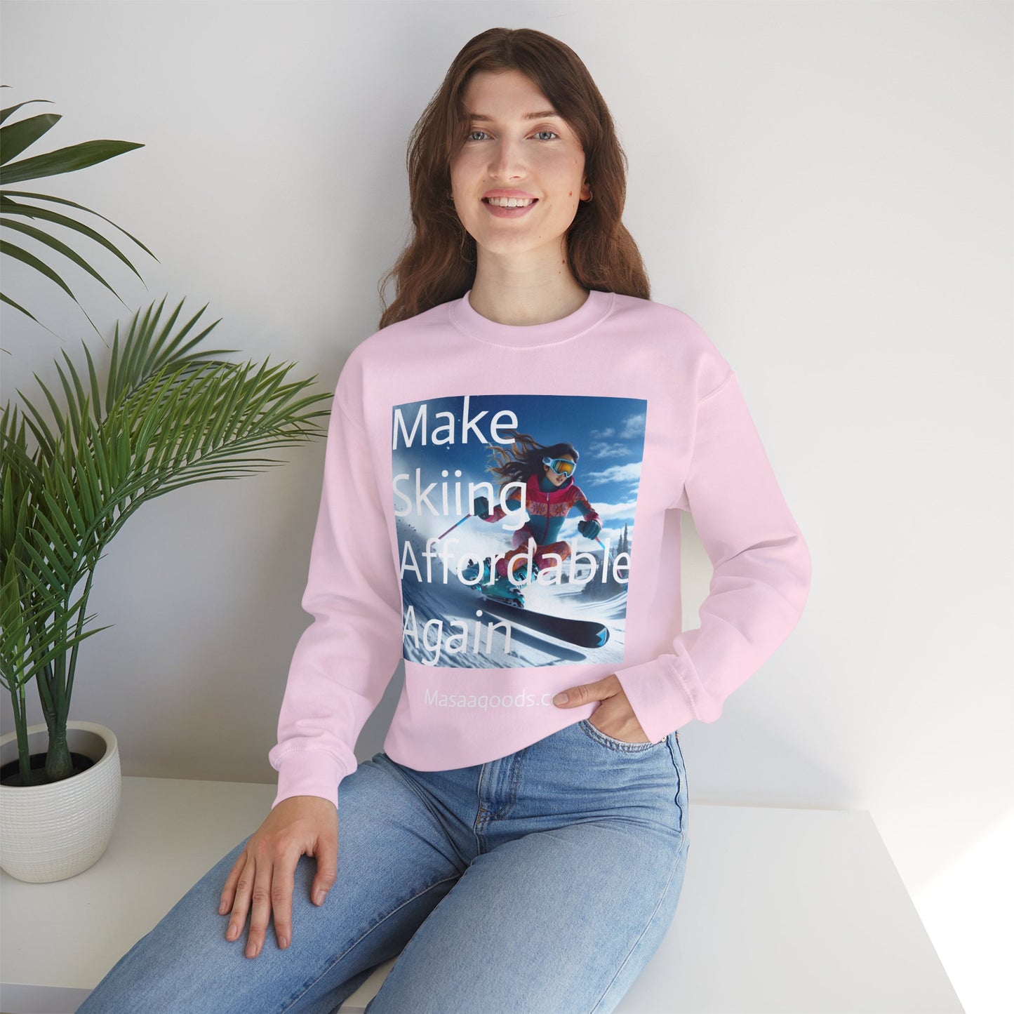 Skiing Women Crewneck Sweatshirt - Make Skiing Affordable Again