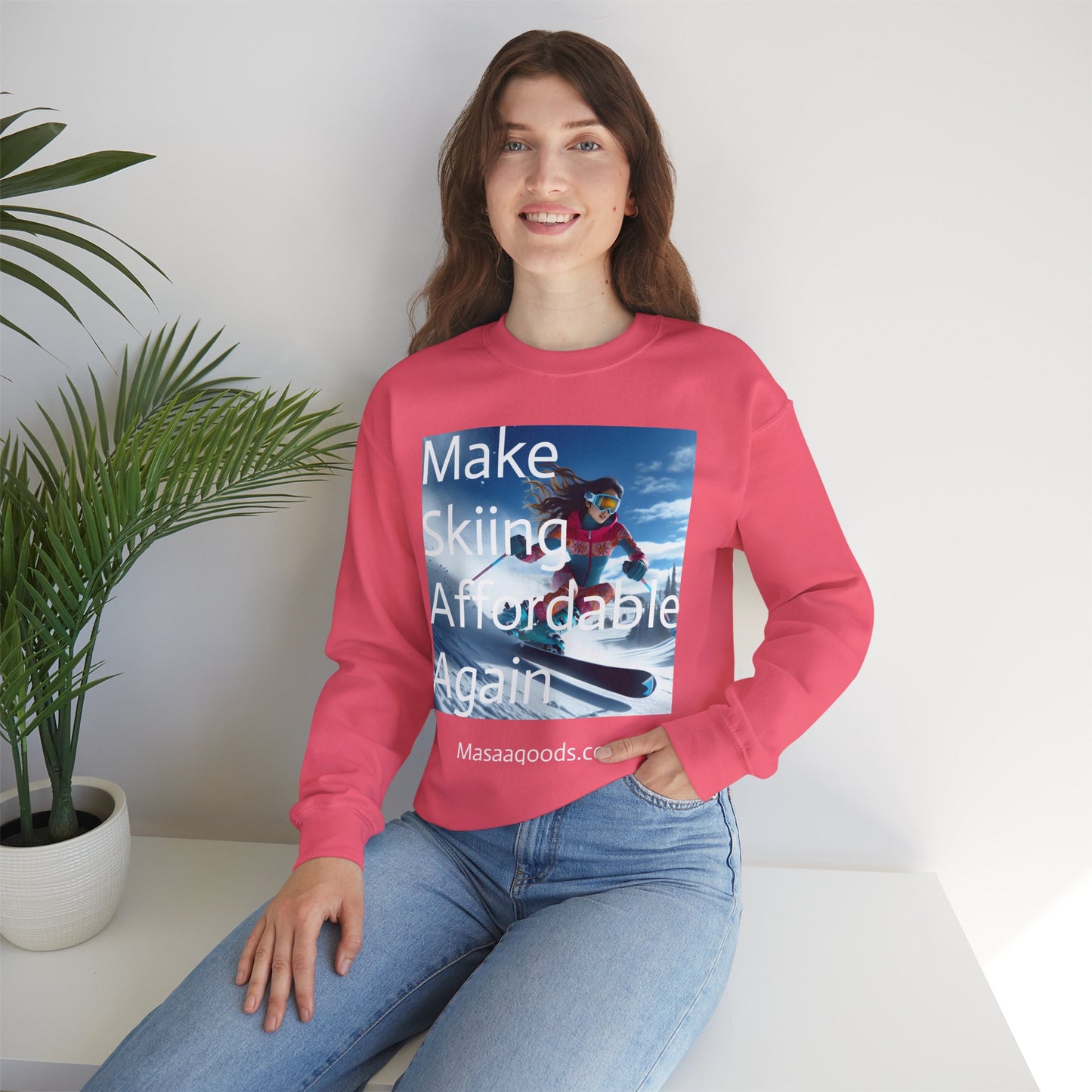 Skiing Women Crewneck Sweatshirt - Make Skiing Affordable Again