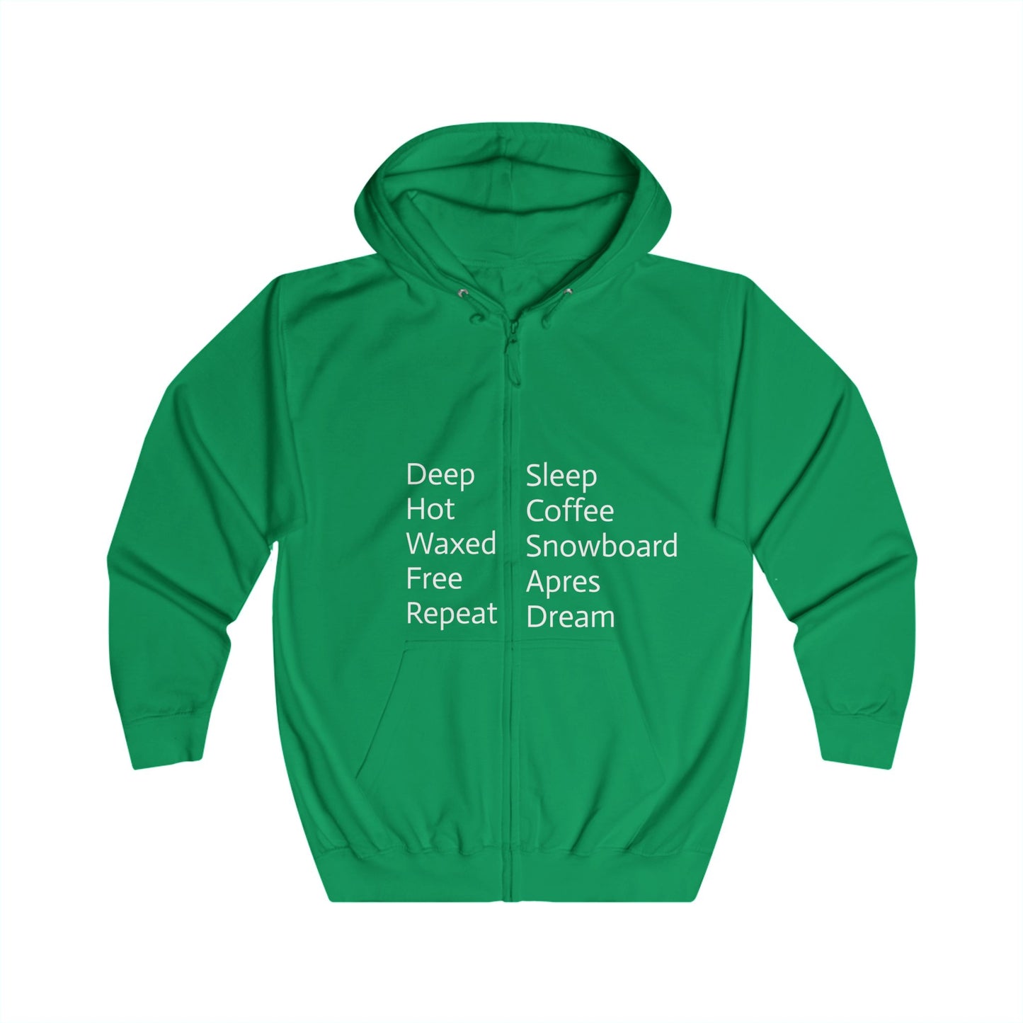 Yellow Unisex Full Zip Hoodie - Snowboarding Themed with Inspirational Text